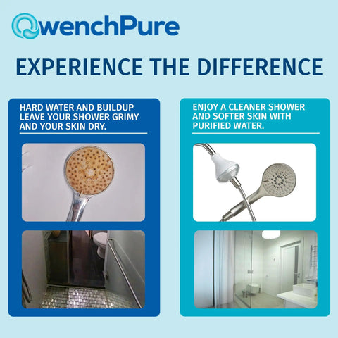 Shower Filter For Chlorine Removal With High Output And KDF 55 Filtration, removes chlorine and contaminants, before and after effect