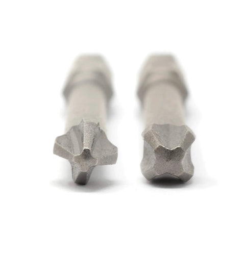 Close-up of JIS Screwdriver Impact Bits Set Of Four For Standard And Long One Quarter Inch Drive Magnetic Hardened S2 Steel tips