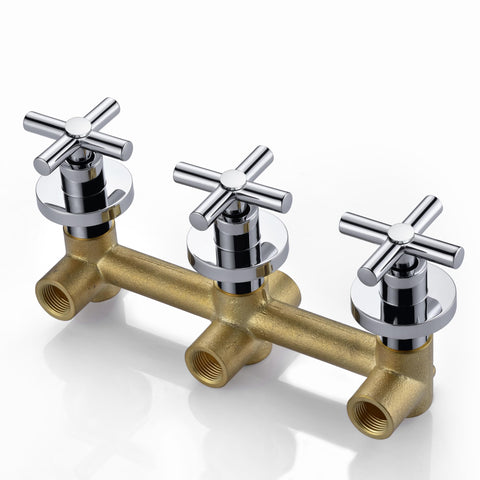 Wall Mount Tub Filler Waterfall Faucet With Handheld Shower Chrome Finish, Easy Install Brass Valve Detail