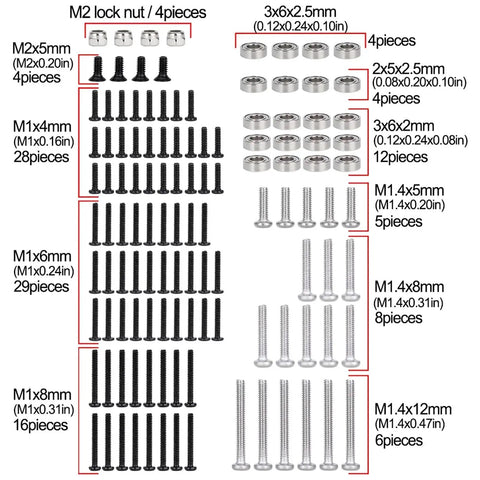 Axial SCX30 1 To 30 RC Car Stainless Steel Screw Set 120 Pcs With Storage Box Repair Tools Upgrade Parts For Durable Chassis Fastening And Corrosion Resistant RC Car Repairs, mixed screw sizes