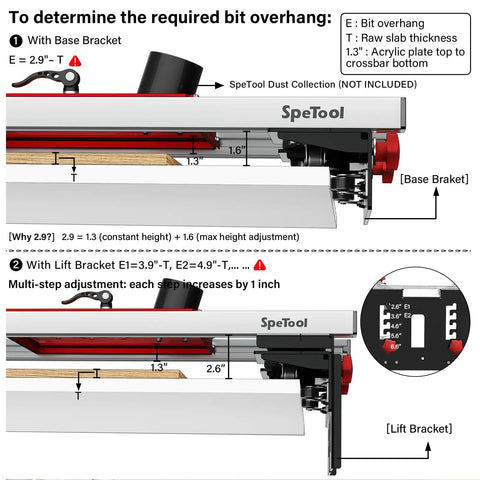 Illustration of 48 Inch Router Sled For Flattening Wood Slabs Boss Level 3 Axis Precision Height Adjustment With Reinforced 6061 Aluminum Rails details.
