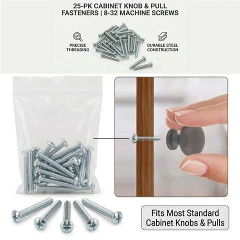 Top Shelf Cabinet Knob And Pull Machine Screws 25 Pack Featuring Tough 8-32 Thread And Easy 1-1/4 Inch Lengths For Zero Drama Kitchen And Bathroom Drawer Door Hardware Fixes That Truly Hit The Mark