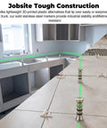 Heavy Duty Stainless Steel Magnetic Laser Level Marker Pins and Alignment Setup Blocks used in a kitchen layout with green laser.