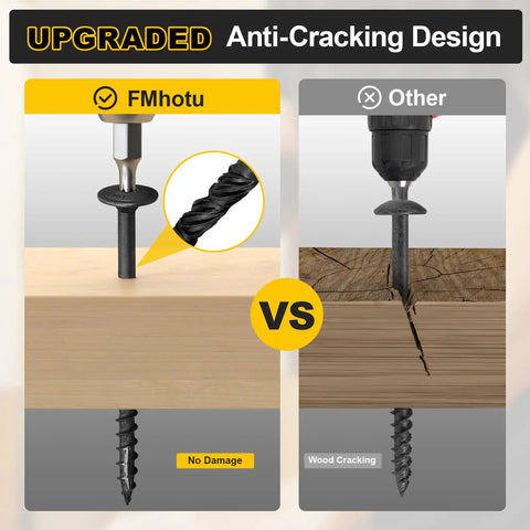 Heavy Duty Lag Screws 5/16 X 3 Inch Structural Bolts With Serrated Threads And Grade 5 Heat Treated Steel compared for anti-cracking performance.