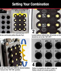 Instructions for setting combination on Black Outdoor Key Lock Box With Push Button Combination For Easy Key Hiding