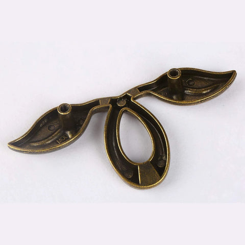 Back view of 4 Pack Vintage Style Leaf Drawer Pulls for Dresser and Cabinet Hardware Antique Bronze Finish With Black And White 50 Mm Center