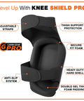 All In One Beefy Heavy Duty Work Knee Pads Kit With Double Gel Construction shown with features like anti-slip straps