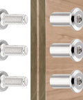 50 Piece M6 Furniture Bolt And Nut Kit with silver hex drive nuts on wooden surface for DIY home projects
