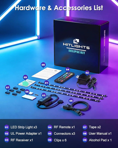 Rgb Led Strip Lights Kit With 3 Short 1.64 Foot Strips Dimmable 5050 Color Changing Tape Lights For TV Backlight Display Cases
