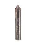 Pro Grade Solid Carbide V Groove Router Bit With Sixty Degree Included Angle One Quarter Inch Shank Kicks Butt On Woodworking Sign Carving And Furniture Detailing Tasks, close-up view