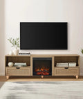 4 Inch Unfinished Bun Feet For Couch, Sofa, Cabinet And Ottoman in use on a wooden cabinet supporting a TV and decorative items.