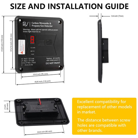 Built Like A Tank Double Sensor Co And Lp Gas Detector Hardwired 12V Dc with installation guide for RV use.
