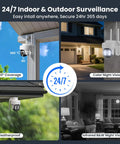 Image of 5MP 5X Zoom Auto Track Security Camera With Plug In Power Around The Clock Surveillance 2 Way Audio Auto Flood Lights Color Night Vision Built In Siren IP66 Outdoor Metal Dome Supports SD Card And Cloud Storage DZ5035 showing indoor and outdoor use, color and infrared night vision.