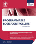 Cover of "Programmable Logic Controllers, Fifth Edition" by W. Bolton, featuring a modern design with red accents.
