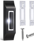 Solid Metal Doorbell Button Wall Mounted Black With Bright LED Light Waterproof Built To Last Durable Replacement For Old Plastic Button Weatherproof For Home Front Door Or Office Entry, with screws
