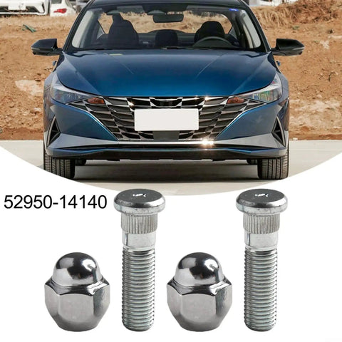 Premium Wheel Lug Stud Kit M12x1.5 For Hyundai Sonata Elantra Santa Fe And Kia Optima Sorento With Solid Steel Replace Bolts 28mm Hex 21mm fasteners shown with caps and studs