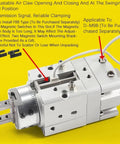 Badass Angular Rotary Actuator Delivering Slick Pneumatic Clamping And Dependable Grip Power Built To Handle Rough Shop Jobs And Precision Automation Tasks Without Any Hassle Or Headaches, showing air claw, connectors, and mounting brackets.