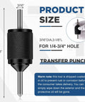 Universal Transfer Punch And Center Aligning Tool showing product size and dimensions.