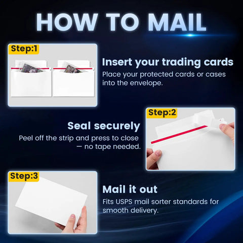 How to mail using 50 Pack 7x4.35 Trading Card Envelopes Mailers For Secure Shipping The Perfect Sized Envelopes For Mailing