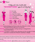 Double Sided Fashion Tape And Body Tape 36 Strips For Women Latex Free Dress, infographic on uses and instructions for body tape.