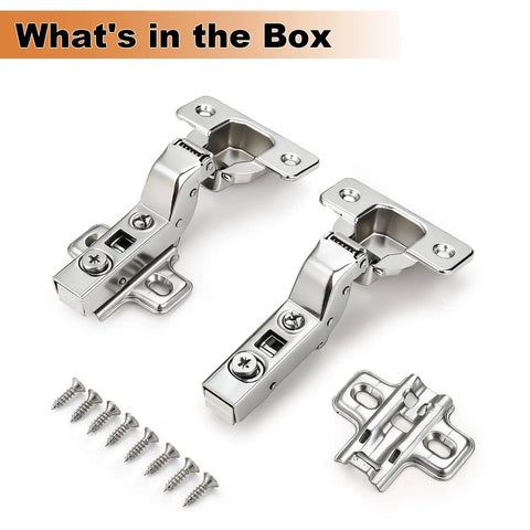 Top Shelf Soft Close Cabinet Hinges 2 Pack Adjustable 105 Degree Clip On Concealed European Hardware with screws.
