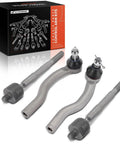 Front Inner And Outer Tie Rod End Kit For Acura MDX 2007 2013 Get Your Steering Tight And Smooth Stop Wobbly Steering Squeaks And Clunks Fix Uneven Tire Wear With Reliable Replacement Parts., 4-piece front tie rod kit with boots and threaded ends