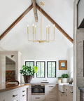 Gold Spray 6 Light Modern Farmhouse Candle Chandelier For Dining Room And Living Space Dope Rustic Pendant Lighting Fixture Industrial Ceiling Light For Kitchen Island Foyer Or Entryway 26.2 Inch hanging in kitchen