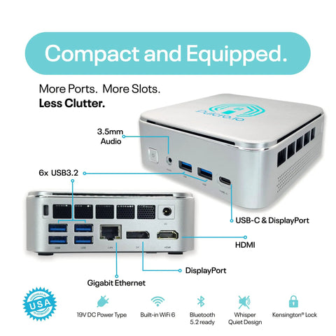 Premium Compact Mini Computer System Featuring Snappy Intel Core Chipset And No Sweat Software Configuration For Flexible Hardware Upgrades And Effortless Daily Workflow Optimization with multiple ports and compact design.