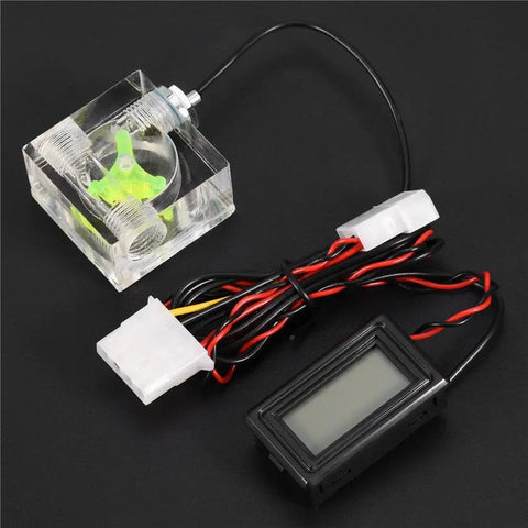 PC 3 Way Flow Meter And Digital Thermometer Water Cooling System Kit Pro Grade With Connectors And Clamps for computers