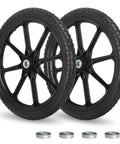 Flat Free Tire And Wheel Set 20x2 For Wheelbarrows And Garden Carts Inflation Free Polyurethane Tire, Three Quarters Inch And Five Eighths Bearings, 2.45 Centered Hub, Preassembled Easy Swap Replacement Wheel, 2 Pack