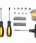 Close-up of screwdriver set from 57 Piece Home Tool Kit With Durable Plastic Toolbox For Quick Home Repairs And DIY Projects