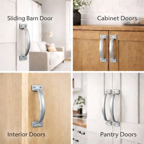 Heavy Duty Gate Handle Door Pull In Zinc Plated Steel for Sliding Barn Door, Cabinet, Interior, and Pantry Doors