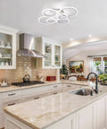 Six Ring Modern LED Ceiling Light Flush Mount With White Rings, 4000K Daylight White Lighting Fixture in kitchen