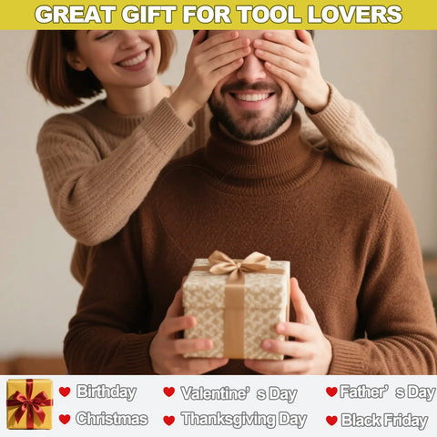 Person holding gift, ideal for Drill Bit Organizer Roll Up Case With Zipper Heavy Duty Bit Holder Pouch as a gift.