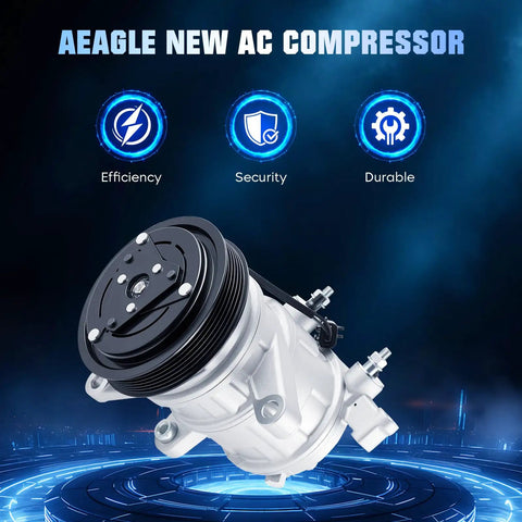 Plug And Play AC Compressor With Clutch For Dodge Nitro And Jeep Liberty V6 3.7L showing efficient design with black pulley.