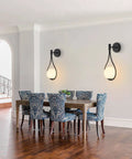 Modern Globe Wall Sconce Set Of 2 Black Glass Drop Lights For Bathroom Vanity, Bedroom And Living Room, mounted on wall