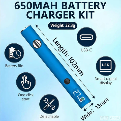 USB-C Rechargeable Soldering Iron Pen With LED Display And Smart Temperature Control, blue, size details and features
