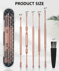 6 Piece Ear Wax Removal Kit with Double Headed Ear Picks 316L Stainless Steel Ear Cleaner Curettes Cleaning Brush, Rose Gold