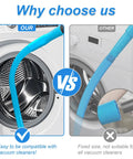 Comparison of Universal Dryer Vent Cleaner Kit with flexible hose attachment in a dryer versus another hose.