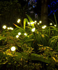 Solar Firefly Garden Lights 4-Pack, Waterproof Outdoor Decor With Flexible Green Stems And Leaves, Warm White Glow