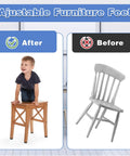 Before and after using 12 Pack Adjustable Furniture Leveling Feet for Tables Chairs Cabinets and Desks Heavy Duty Screw On Levelers