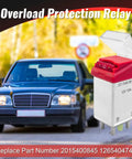 Mercedes Overload Protection Relay With Real Time Current Monitoring For 1982 1987 Models, shown next to a classic Mercedes car.