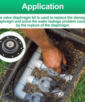Aulpq valve diaphragm kit for sprinkler valves; black circular diaphragm with grey inner ring in irrigation valve box.