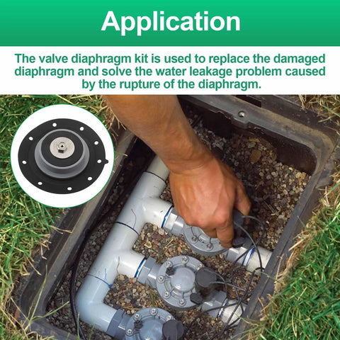 Aulpq valve diaphragm kit for sprinkler valves; black circular diaphragm with grey inner ring in irrigation valve box.