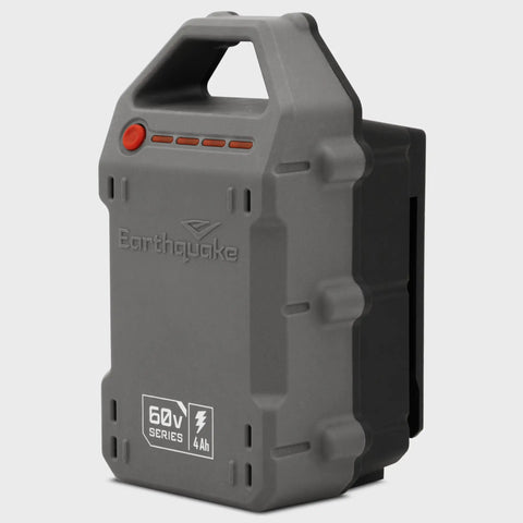 60V cordless dirt auger 4Ah battery, gray casing, front view