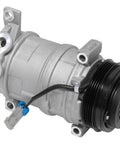 Brand New HU6 AC Air Conditioning Compressor Assembly Straight Up Bolt On Direct Fit With Clutch And Pulley showing rear view with connector.