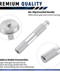 Close-up of knurled handle and disc from 10-Piece Universal Aluminum Bearing Race and Seal Driver Set for Automotive Wheel Bearings.