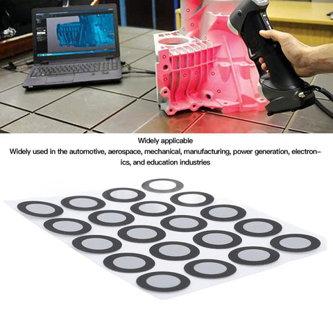 200 Pcs 3D Scanning Markers 12mm Inner Diameter, 19mm Outer Diameter, High Reflectivity Waterproof Dots For Motion Capture And Gait Analysis, Precise 3D Positioning Targets With Reflective Technology. Sheet of ring markers for 3D scanning