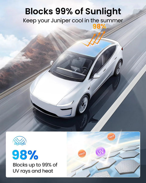 Tesla Model Y sunshade roof cover, Juniper gray, 2-piece foldable, heat-insulating sunroof shade for 2025–2026