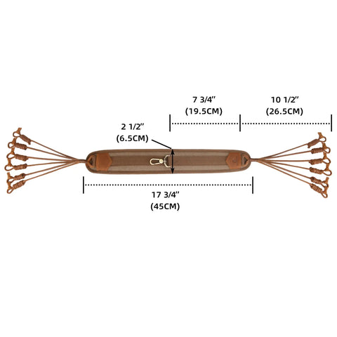 Canvas Bird Game Carrier For Waterfowl And Small Animals, Hanging Tote with 12 waxed cord loops and brass snap hook, top view.
